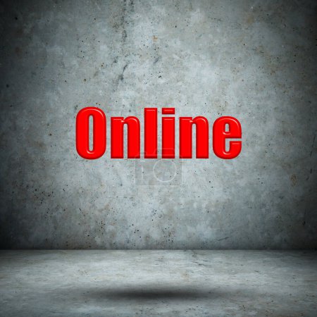 Photo for Online word on concrete wall - Royalty Free Image
