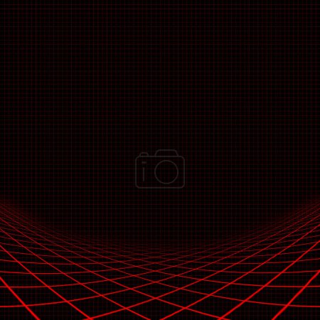 Téléchargez les photos : Abstrait texturé Fond avec grille courbée rouge - en image libre de droit