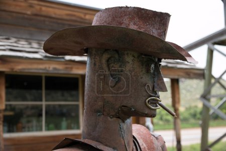 Photo for A metal statue of a Sherriff in Masonville - Royalty Free Image