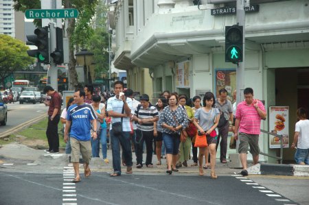 Photo for People walking on Rochor road in Singapore - Royalty Free Image