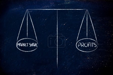 Foto de Balance que mide la cuota de mercado y los beneficios, contexto del concepto empresarial - Imagen libre de derechos