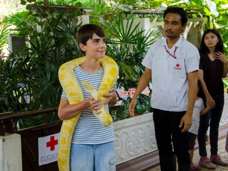 Photo for Snake show at thai red cross snake farm bangkok thailand on 6 April 2014 - Royalty Free Image