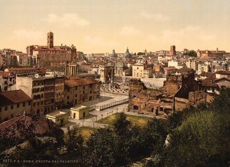 Téléchargez les photos : Un panorama du Palatin, Rome, Italie, illustration colorée - en image libre de droit