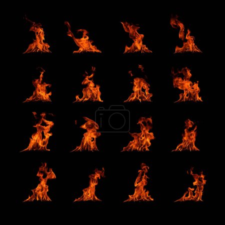 Foto de Llamas de fuego sobre fondo negro - Imagen libre de derechos
