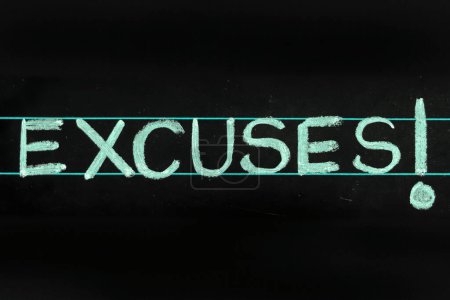 Photo for "xcuses word handwritten on black chalkboard - Royalty Free Image