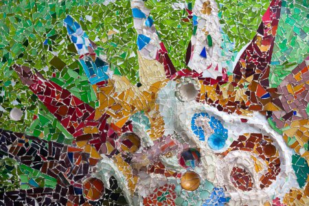 Photo for Old ceramic tiles in Park Guell - Barcelona, Spain. - Royalty Free Image