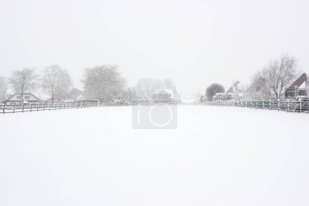 Téléchargez les photos : Chutes de neige dans le village - paysage hivernal - en image libre de droit