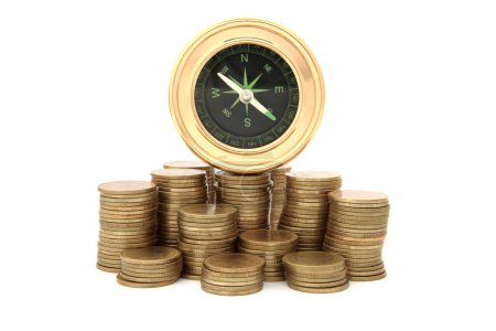 Photo for Compass on money background - Royalty Free Image