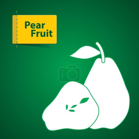 Foto de Frutas de pera Ilustración, icono blanco sobre fondo verde - Imagen libre de derechos
