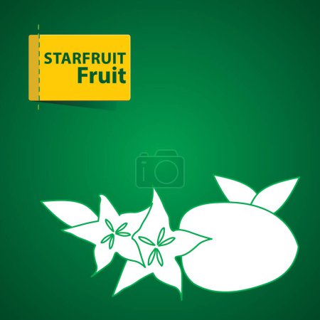 Téléchargez les photos : Fruits Illustration sur fond vert, starfruit - en image libre de droit
