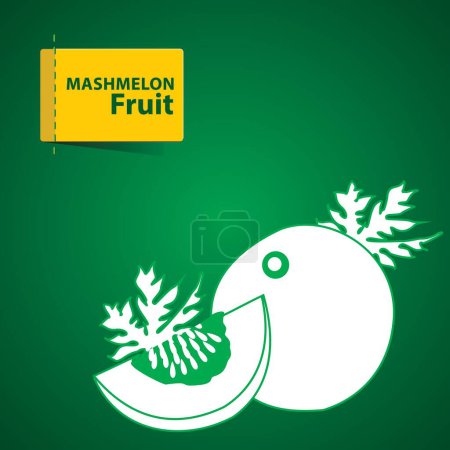 Photo for Mashmelon fruits Illustration, white icon on green background - Royalty Free Image