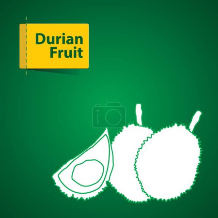 Photo for Durian fruits Illustration, white icon on green background - Royalty Free Image
