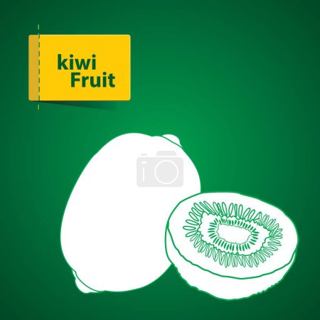 Photo for Kiwi fruit Illustration, white icon on green background - Royalty Free Image