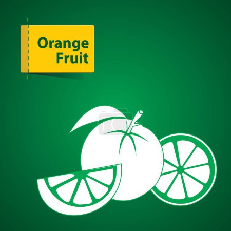 Téléchargez les photos : Fruits Illustration sur fond vert, fruits orange - en image libre de droit