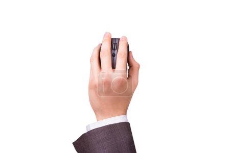 Téléchargez les photos : Homme d'affaires Holding Mouse, concept d'entreprise - en image libre de droit