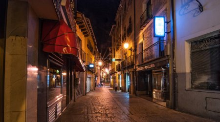 Photo for Streets of the village Segovia at night. - Royalty Free Image