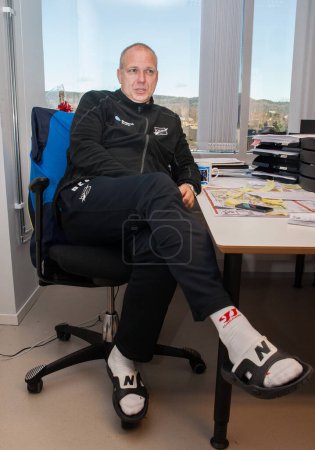 Foto de Dag-Eilev Akerhaugen Fagermo, entrenador de fútbol noruego. Es entrenador en jefe del club noruego Eliteserien Valerenga - Imagen libre de derechos