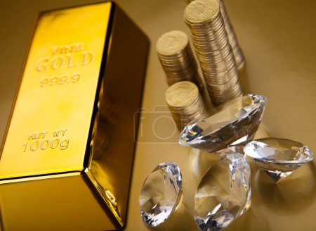 Photo for Diamond and gold, ambient financial concept - Royalty Free Image
