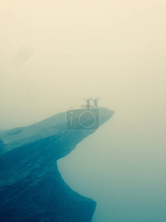 Photo for Troll tongue rock in fog - Royalty Free Image