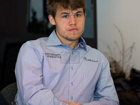 Photo for Magnus Carlsen man portrait  on background, close up - Royalty Free Image