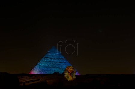 Photo for The pyramid and the sphinx at the night. egypt - Royalty Free Image