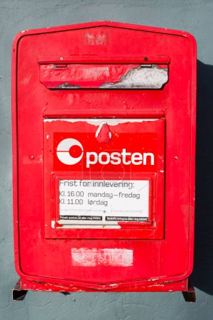 Photo for Norwegian Mail Post Box Mounted on a Builiding Wall - Royalty Free Image