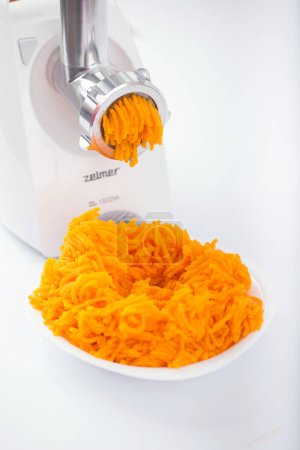 Photo for Pumpkin mixed with an electrical grinder - Royalty Free Image