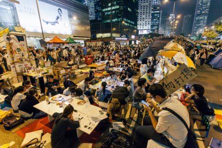 Foto de Revolución de los paraguas en Hong Kong 2014 - Imagen libre de derechos