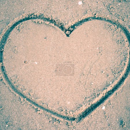 Photo for A heart on the sand in the beach - Royalty Free Image