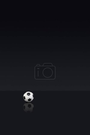 Photo for Black and white leather Football on a dark background - Royalty Free Image