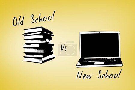 Photo for Composite image of old school vs new school - Royalty Free Image