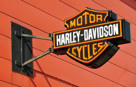 Foto de Vista de cerca del logo de Harly-Davidson - Imagen libre de derechos