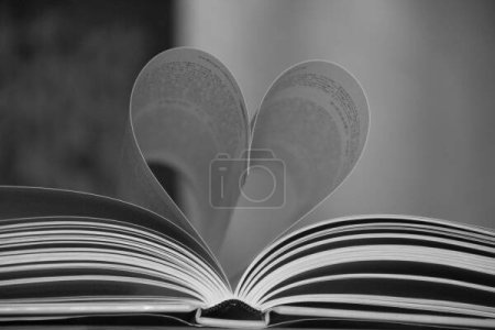 Foto de Forma de corazón con el libro en blanco y negro - Imagen libre de derechos