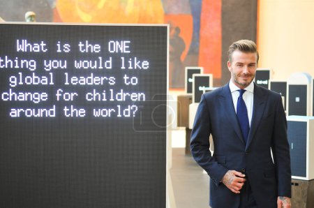 Foto de Estados Unidos, Nueva York: David Beckham pide a los líderes mundiales que se centren en mejorar la vida de los niños en Nueva York el 24 de septiembre de 2015. - Imagen libre de derechos