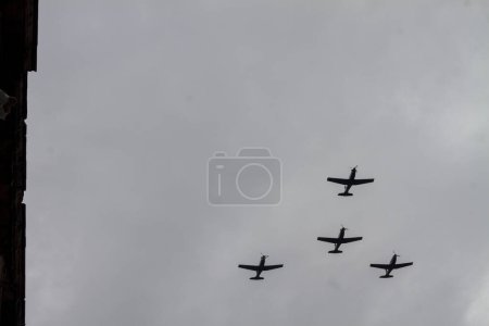 Photo for MEXICO, Morelia: Planes above parade on Sept. 30, 2015 - Royalty Free Image
