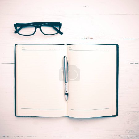 Photo for Open notebook with pen vintage style - Royalty Free Image