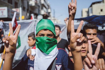 Foto de JORDAN, Ammam: protesta contra las violaciones israelíes contra los palestinos en el centro de Ammam, capital de Jordania, el 16 de octubre de 2015. - Imagen libre de derechos