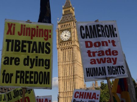 Photo for Protesters in London during Xi Jinping London visit - Royalty Free Image