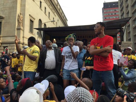 Photo for SOUTH AFRICA - October 22, 2015: Thousands of students from two universities marched to the ANC head office in Johannesburg on in protest over proposed fee rises. - Royalty Free Image