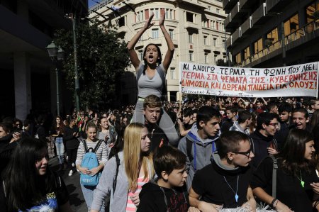 Photo for Greece: Students cry out against education cuts in Athens - Royalty Free Image