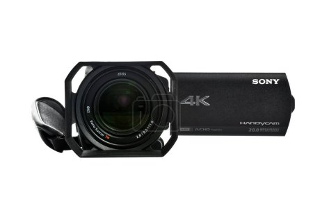 Photo for Sony FDR AX100 4k UHD Handycam Camcorder on white background - Royalty Free Image