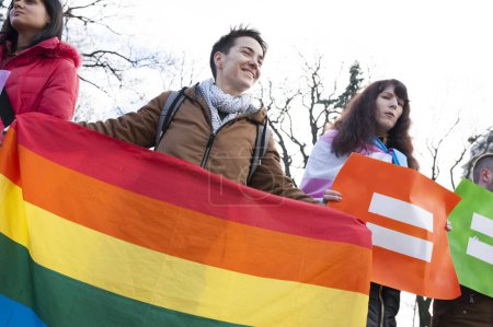 Foto de UCRANIA KYIV Personas en manifestación LGBT - Imagen libre de derechos