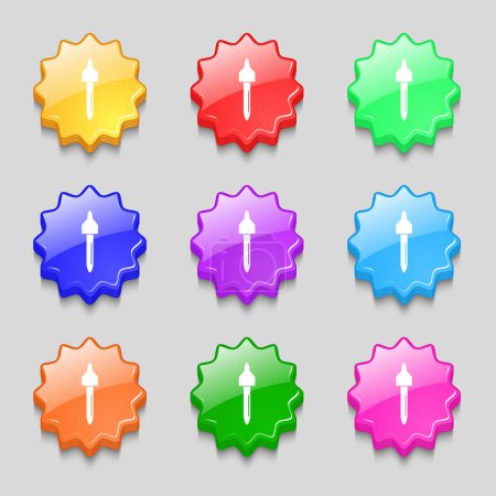 Photo for "dropper sign icon. pipette symbol. Symbols on nine wavy colourful buttons. " - Royalty Free Image