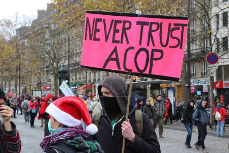 Téléchargez les photos : FRANCE, Manifestants de Paris lors d'une marche climatique organisée à Paris le 12 décembre 2015 alors que les négociations de la COP21 tirent à leur fin. - en image libre de droit