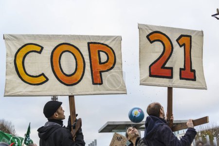 Photo for People on COP21 demonstration in Paris France "FRANCE - PARIS - COP21 - DEMONSTRATION " - Royalty Free Image
