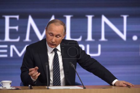 Photo for President of Russian Federation Putin Vladimir on the conference - Royalty Free Image