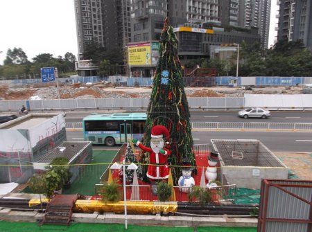 Foto de Navidad en las calles de Shenzhen sitio de construcción - Imagen libre de derechos