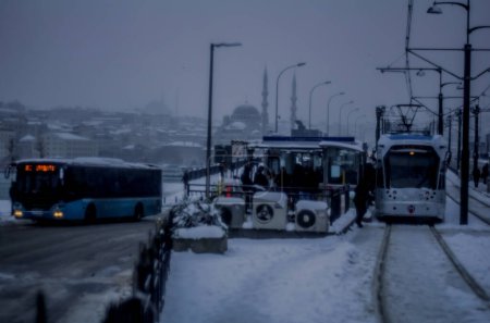 Photo for TURKEY, Istanbul: Snow blankets Istanbul, Turkey for a second day on December 31, 2015, and would ground 529 flights and nearly 30,000 passengers by January 4. - Royalty Free Image