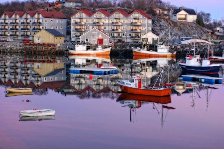Téléchargez les photos : Le port de pêche de la ville, Norvège - en image libre de droit