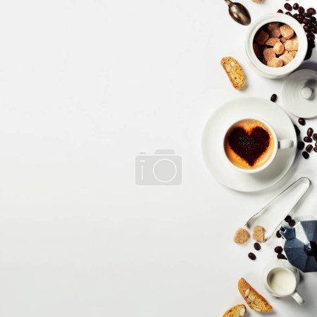 Photo for Cup of coffee with heart on foam - Royalty Free Image